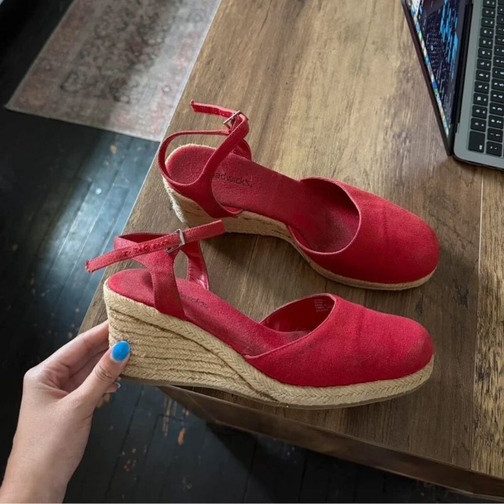 Red Chadwick’s espadrille wedges